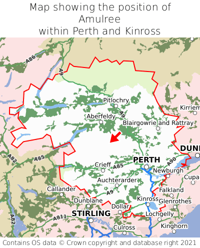 Map showing location of Amulree within Perth and Kinross