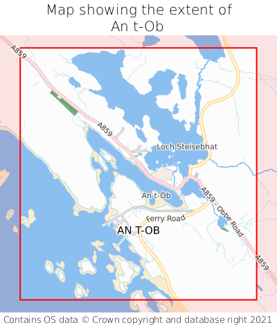 Map showing extent of An t-Ob as bounding box