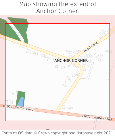 Map showing extent of Anchor Corner as bounding box