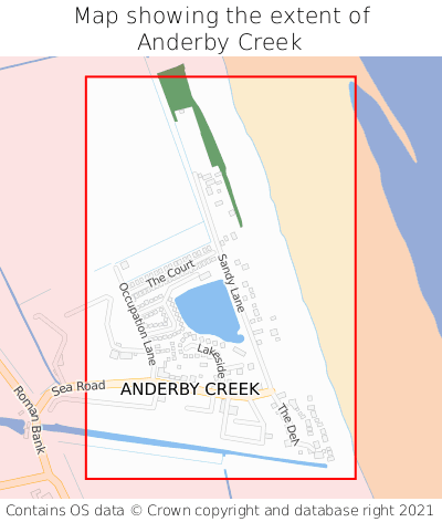 Map showing extent of Anderby Creek as bounding box