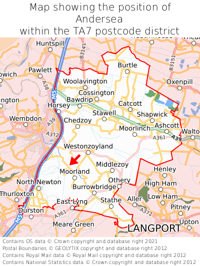 Map showing location of Andersea within TA7