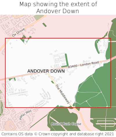 Map showing extent of Andover Down as bounding box