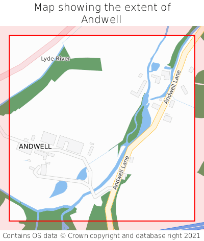 Map showing extent of Andwell as bounding box