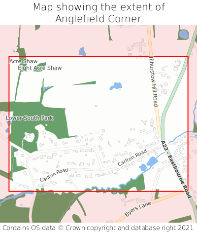 Map showing extent of Anglefield Corner as bounding box