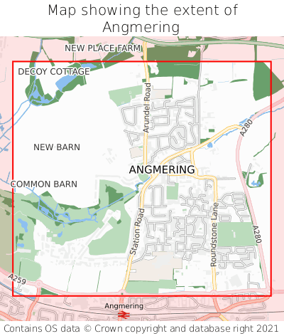 Map showing extent of Angmering as bounding box