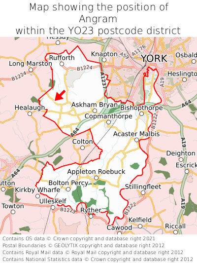 Map showing location of Angram within YO23