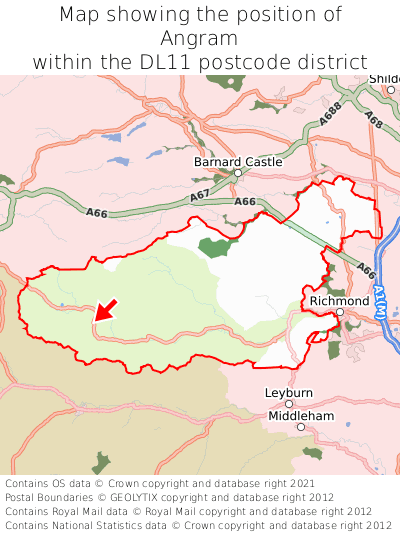 Map showing location of Angram within DL11