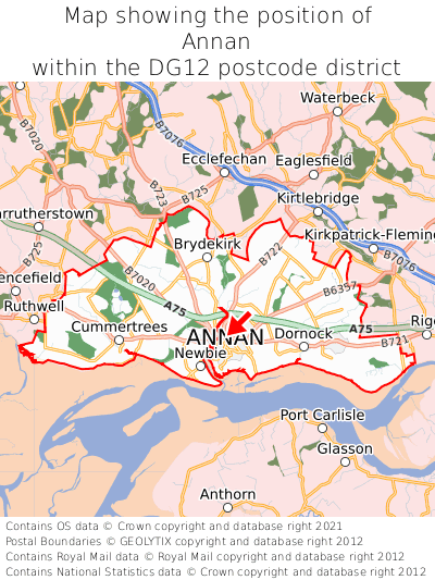 Map showing location of Annan within DG12