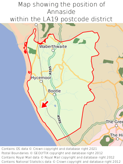 Map showing location of Annaside within LA19