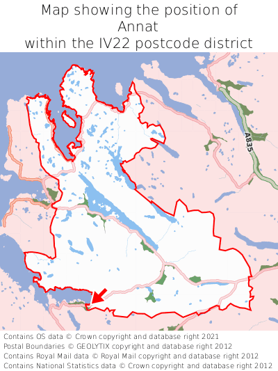 Map showing location of Annat within IV22