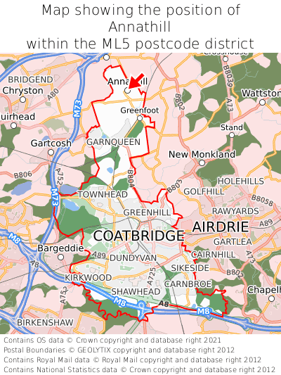 Map showing location of Annathill within ML5