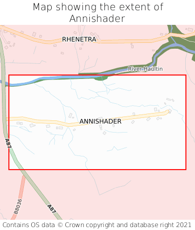 Map showing extent of Annishader as bounding box