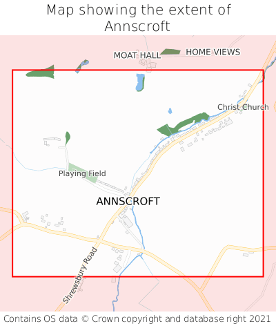 Map showing extent of Annscroft as bounding box