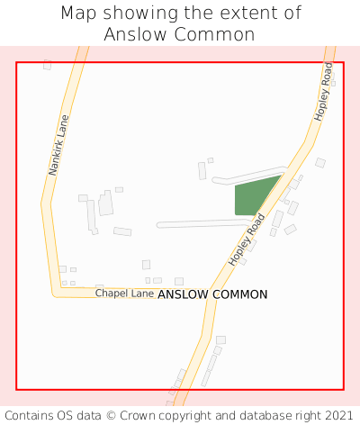 Map showing extent of Anslow Common as bounding box