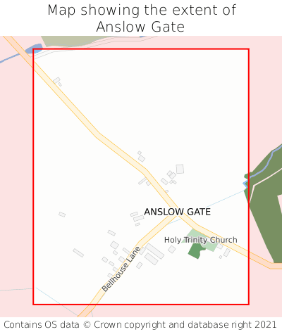 Map showing extent of Anslow Gate as bounding box