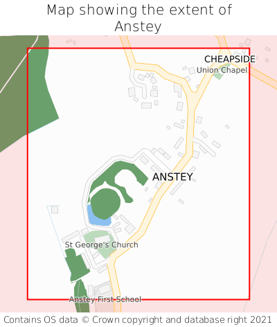 Map showing extent of Anstey as bounding box