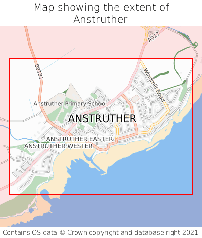 Map showing extent of Anstruther as bounding box