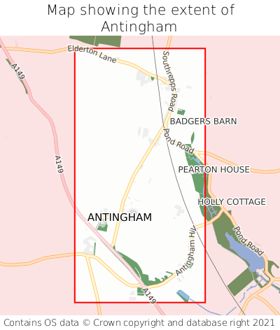 Map showing extent of Antingham as bounding box