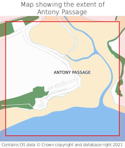 Map showing extent of Antony Passage as bounding box