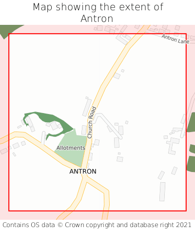 Map showing extent of Antron as bounding box