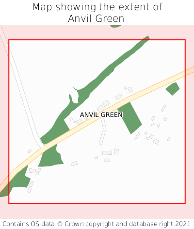 Map showing extent of Anvil Green as bounding box