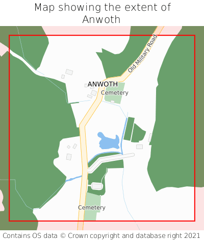 Map showing extent of Anwoth as bounding box