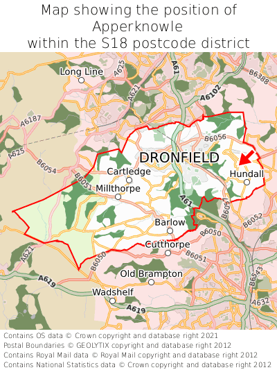 Map showing location of Apperknowle within S18