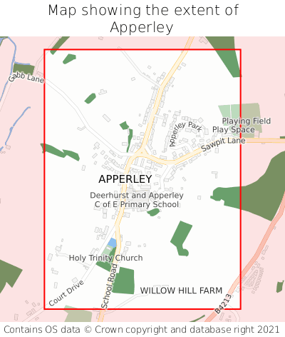 Map showing extent of Apperley as bounding box