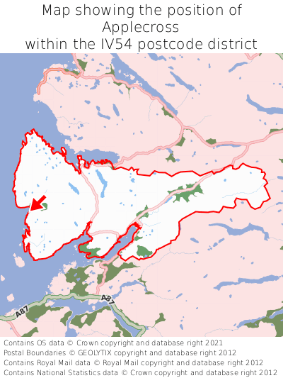 Map showing location of Applecross within IV54