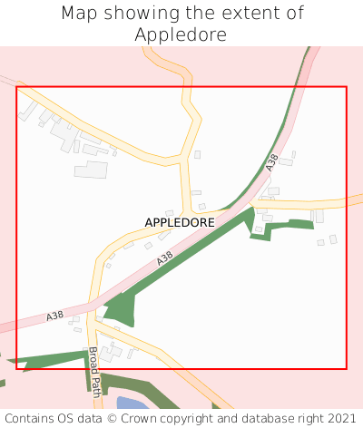 Map showing extent of Appledore as bounding box