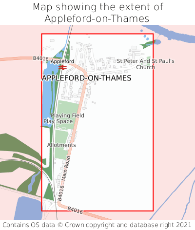 Map showing extent of Appleford-on-Thames as bounding box