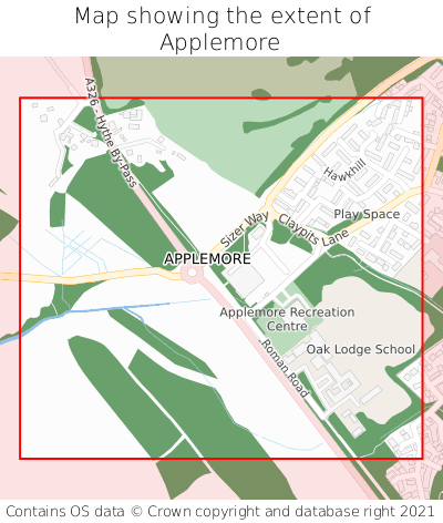 Map showing extent of Applemore as bounding box