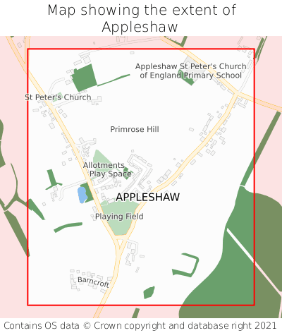 Map showing extent of Appleshaw as bounding box