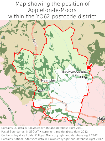 Map showing location of Appleton-le-Moors within YO62