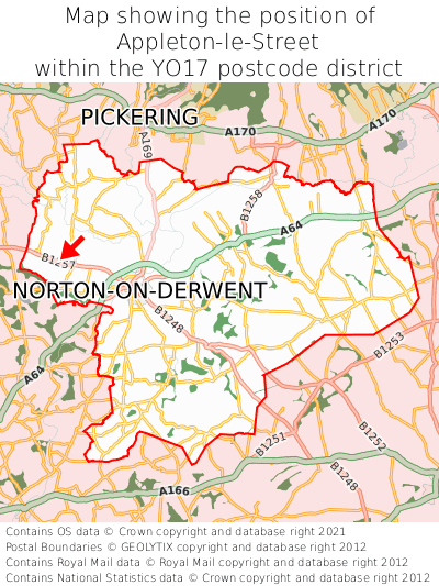 Map showing location of Appleton-le-Street within YO17