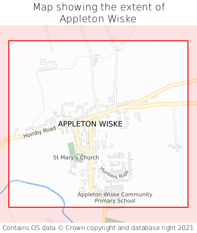 Map showing extent of Appleton Wiske as bounding box