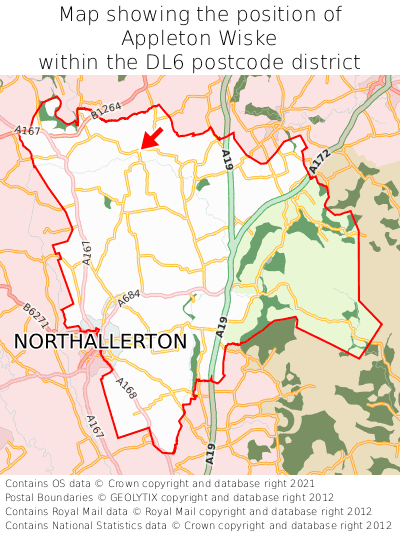 Map showing location of Appleton Wiske within DL6