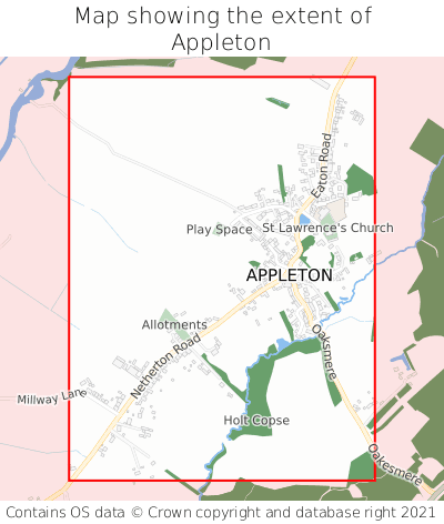 Map showing extent of Appleton as bounding box