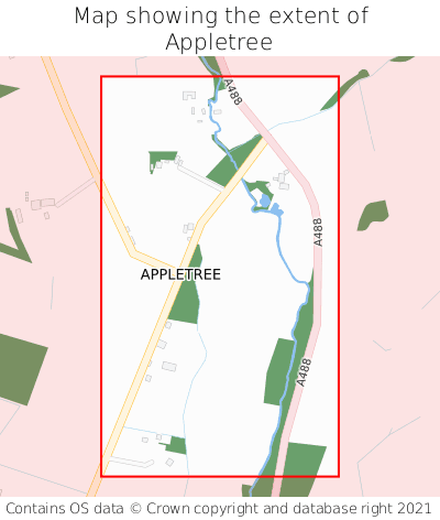 Map showing extent of Appletree as bounding box