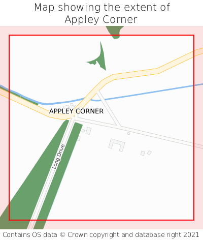 Map showing extent of Appley Corner as bounding box