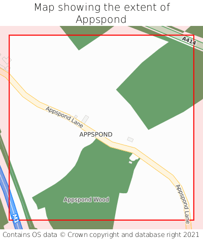 Map showing extent of Appspond as bounding box