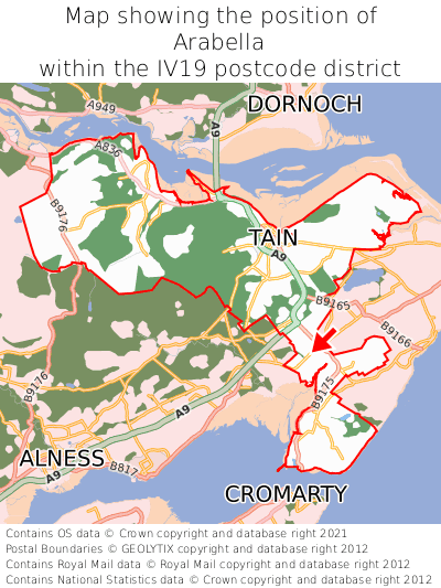 Map showing location of Arabella within IV19