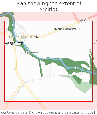 Map showing extent of Arbirlot as bounding box