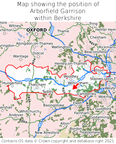 Map showing location of Arborfield Garrison within Berkshire