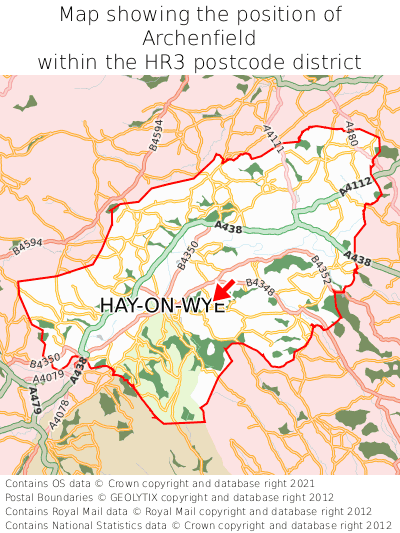 Map showing location of Archenfield within HR3