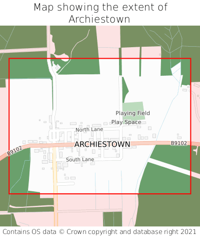 Map showing extent of Archiestown as bounding box
