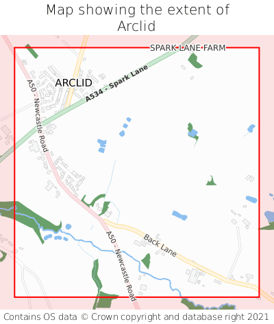 Map showing extent of Arclid as bounding box