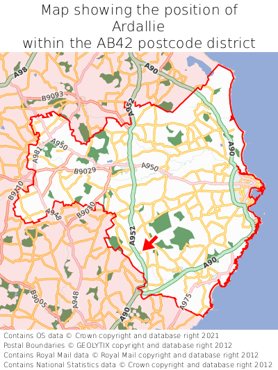 Map showing location of Ardallie within AB42