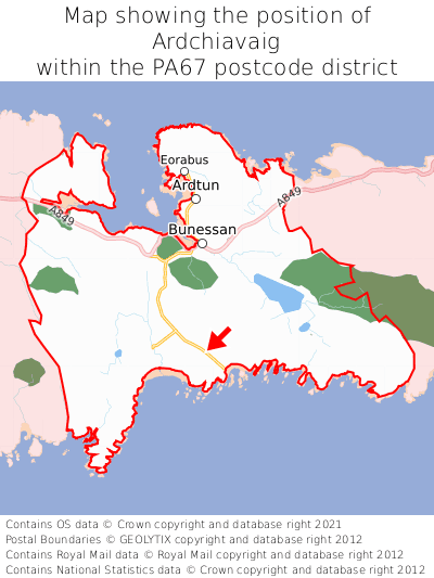 Map showing location of Ardchiavaig within PA67