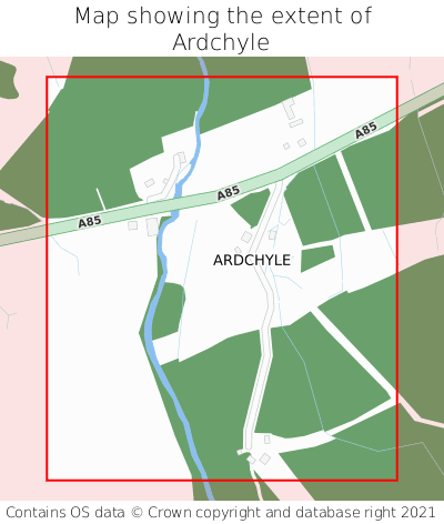 Map showing extent of Ardchyle as bounding box
